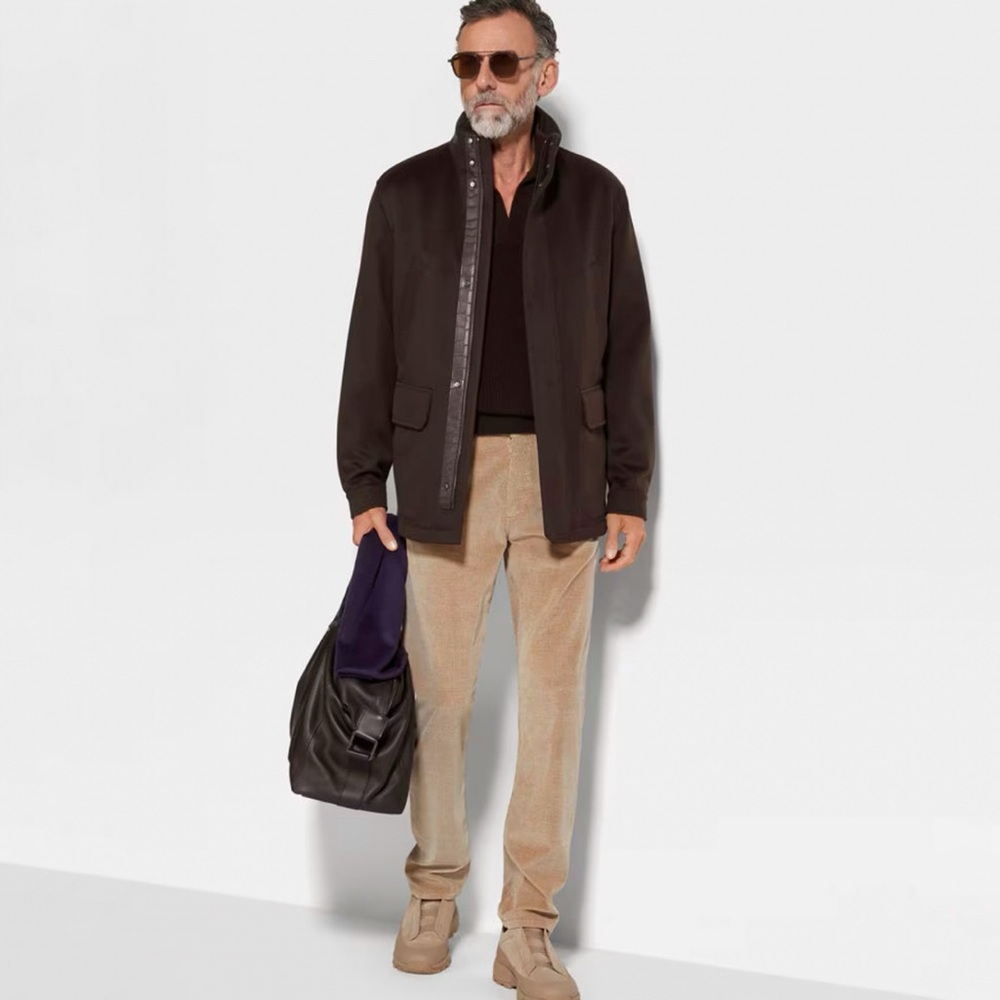 ERMENEGILDO ZEGNA Tan khaki Corduroy straight leg Pants - Picture 12 of 12